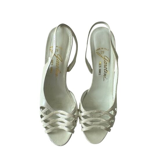 Vintage Garolini 'Mes Amis' White Leather Slingback Sandals,  Size 7.5 M - Picture 3 of 10
